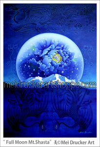 2.5"x3.7" Art Magnet《Phoenix over the Full Moon Mt.Shasta》