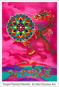 2.6"x3.8" Art Magnet《Dragon Playing A Mandala》