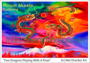 3.7"x2.6" Art Sticker《Two Dragons Playing With A Pearl》