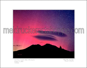 20"x16" Photography Matted Print《Northern lights over Mt.Shasta》