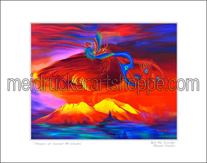 14"x11" Art Matted Print《Phoenix At Sunset Mt.Shasta》
