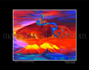 20"x16" Art Matted Print《Phoenix At Sunset Mt.Shasta》