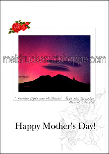 5"x7" Happy Mother's Day Card《Northern Lights over Mt.Shasta》