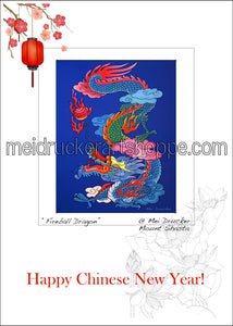 5"x7" Happy Chinese New Year Card《Fireball Dragon》