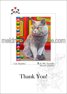 5"x7" Thank You Card《Cat Buddha》