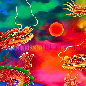 3.7"x2.6" Art Magnet《Two Dragons Playing With A Pearl》