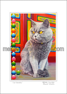 5"x7" Art Paper Print《Cat Buddha》