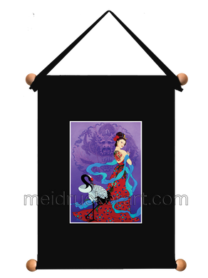 8''x11'' Art Printed Wall Hanging《Woman with Crane》