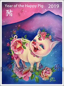 2.5"x3.7" Art Magnet《Happy Pig》
