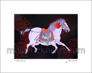 10"x8" Art Matted Print《White Horse》