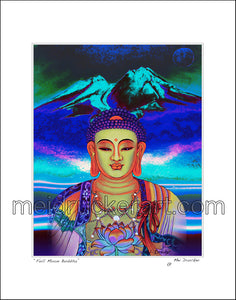 16"x20" Art Matted Print《Mt.Shasta Full Moon Buddha》