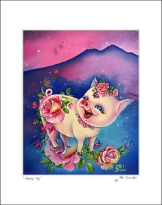 16"x20" Art Matted Print《Happy Pig》