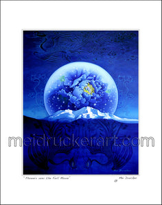 11"x14" Art Matted Print《Phoenix over the Full Moon Mt.Shasta》