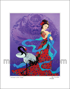 11"x14" Art Matted Print《Woman with Crane》