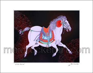 14"x11" Art Matted Print《White Horse》