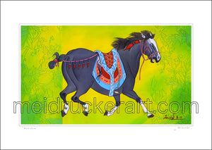 16.5"x11.69"  Art Paper Print《Black Horse》