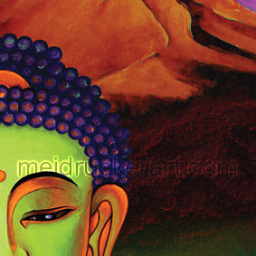 16.5"x28.5" Art Printed Wall Hanging《Mt.Shasta Sunset Buddha》