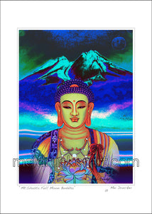5"x7" Art Paper Print《Mt.Shasta Full Moon Buddha》