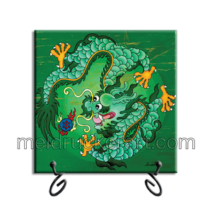 4"x4" Art Ceramic Tile Print《Green Dragon》