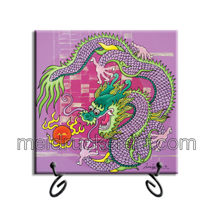 4"x4" Art Ceramic Tile Print《Purple Dragon》
