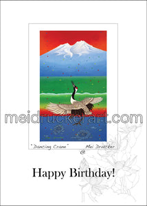 5"x7" Happy Birthday Card《Dancing Crane》