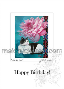 5"x7" Happy Birthday Card《Lucky Cat》