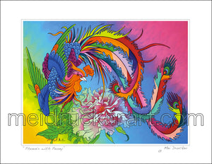 11"x8.5" Art Paper Print《Phoenix with Peony》