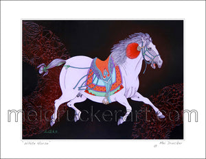 11"x8.5" Art Paper Print《White Horse》