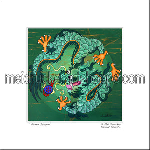 16"x16" Art Matted Print《Green Dragon》