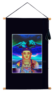 16.5"x28.5" Art Printed Wall Hanging《Mt.Shasta Full Moon Buddha》